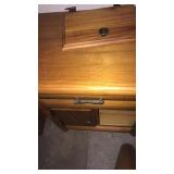 Log style side table cabinet door needs fixed