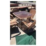 Wicker like outdoor set. Table and 4, lounger, 2