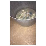 Galvanized bucket with stepping stone