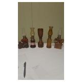 5 miniature oil lamps