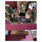 Hunter Green and Gold Chicken Book Ends