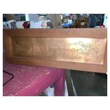 Framed copper welcome picture Approximately 27