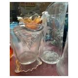 Two Glass Pitchers one has pirate face