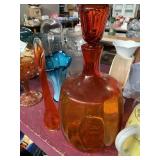 Beautiful orange Glass Vase and Decanter