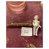 Vintage Brooch and porcelain articulating tiny