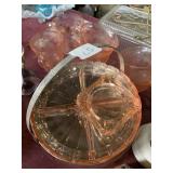 Pink cherry blossom depression glass cream and