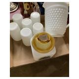 Milk glass set with six glasses picture and