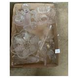 Tray of bud vases candle sticks and more