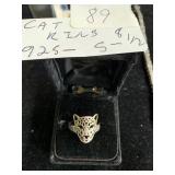 Leopard cat ring Marked 925 size 8 1/2