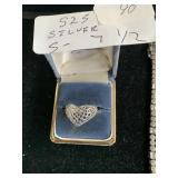 Heart ring Marked 925 size 7 1/2