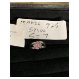 Ring with pink stones marked 925 size 7