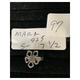 Flower Ring Marked 925 size 7 1/2