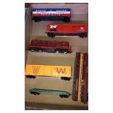 Flat of assorted train cars