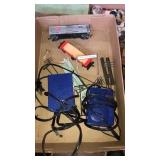 Flat of assorted train parts