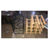 Pair of wine racks. One metal, one wood