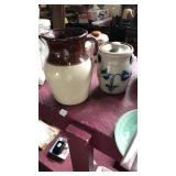 Large pitcher unmarked 10 inches tall and lidded