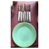 Fire King jadeite dinner plate and set of 6 Super
