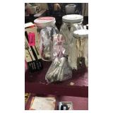 Assortment of flatware and 3 large glass jars