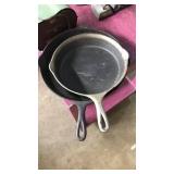2 cast iron skillets. 9 inch Wagner Ware, 12 inch