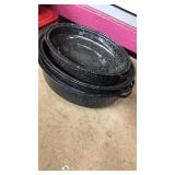 3 nesting granite ware roasters with lids one