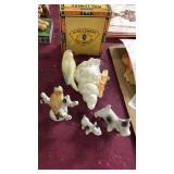 Birds and dogs in a small cigar box. Czech wall