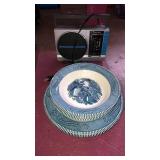 Emerson radio and Currier and Ives 3 salad bowls