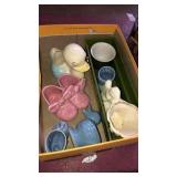 Box of small planters including McCoy and Hall