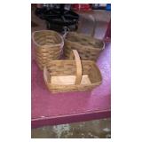 3 OG Longaberger baskets, 2 with handles, plus an