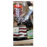 Flat with light, flag clock, pocket etch sketch,