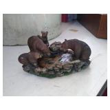 Fishing bear family figurine.  About 8"Length.
