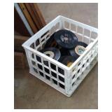 Crate of 45s vinyl records