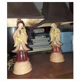 Pair of vintage Oriental lamps with shades total