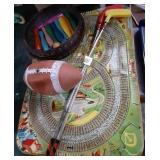 Group of 6 vintage items see picture Metal train