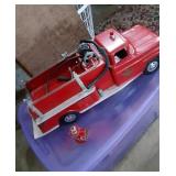Vintage red metal fire truck 17 by 6 in not