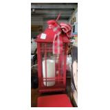 Red lantern with led candle. Measures  about 18in