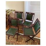4 Wooden antique Folding Chairs padded backs and
