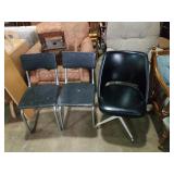 3 chairs black. One swivel.