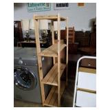 4 shelf wood unit. 31x14x64.