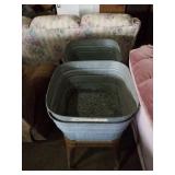 Galvinized tubs. 3 tubs. Double rack