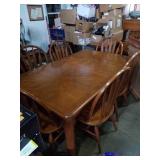 Kitchen table. 6 chairs. 1 leaf. 64x42x30.