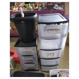 3 drawer storage (plastic), and a five drawer