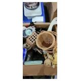 Large boxes of baskets, goose and other household