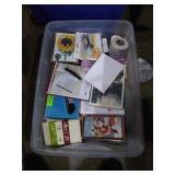 Tote full of cards, variety of fragile home deco