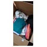 Large box of blankets and shirts