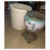 14 inch cream color Crock plus green and pink