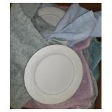 Box of beautiful Crown Ming China with towels