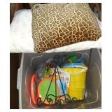 Tote Full of items, yard ornament Sundial my