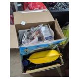 Light bulbs, DVD player, cleaning supplies