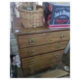 5 drawer dresser with spices and box of junk
