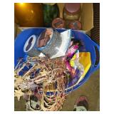 Plastic basket with envelopes and decor
Box of